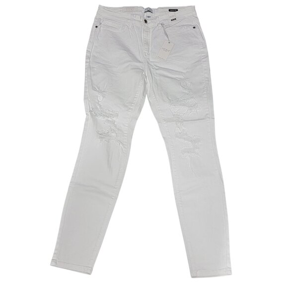 Judy Blue Women 13/31 Wht Mid-Rise Skinny Fit Wren Jeans Size Stretch Destroyed - Picture 1 of 11